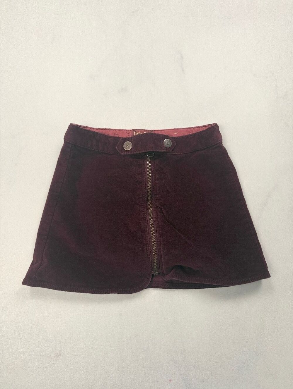Zara Girls Denim Mini Skirt Burgundy Modern Indie - Girls 5